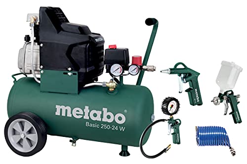 Metabo Basic 250-24 W Set Kompressor Basic Karton- mit Druckluft-Werkzeugset LPZ 4 Set - 690836000 von metabo