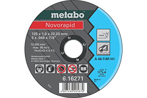 Metabo Novorapid Inox Trennscheiben 1 Stück (Eisen-, schwefel- und chlorfrei; hart, Qualität: A 46-T, 12200 / min) 616271000 von metabo