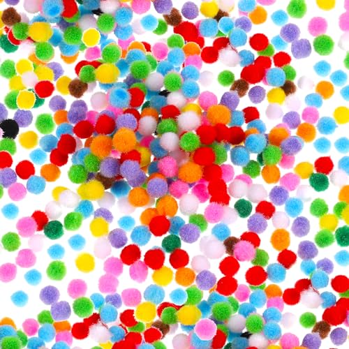 metagio 1000 Stück Pompons zum Basteln, Mini Pom Poms, 8mm Pom Poms für Handwerk Herstellung, Pompons Bälle für Kinder, Bunte Pompons für Ostern DIY Kreativen Handwerk Dekorationen von metagio