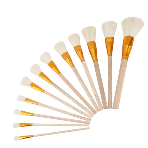12 Pcs Paint Brush Set Premium Keramik Kunst Malpinsel Pinsel malpinsel Set acryl Pinsel für Aquarell, Acryl, Ölmalerei aus Naturhaar, Vielseitig für DIY, Kunst und Handwerk für Anfänger Profis von meukcez
