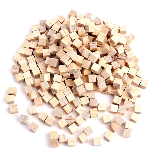 400 Stück Holz Würfel, 10x10x10mm Holzklötze, Holzwürfel Blanko für DIY, Malen, Handwerk und Dekoration, Quadrat Holzklötzchen zum Basteln Natur Deko, Holzblock Ideal für Kreative Projekte von meukcez