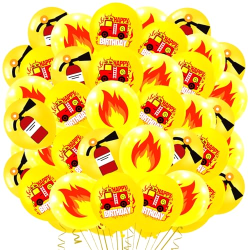 42 Pcs Feuerwehr Gelb Luftballons Set, Feuerwehr Latex Ballon, Feuerwehr Luftballons, Feuerwehr Geburtstags Ballons, Feuerwehr Party Geburtstag, Geeignet Kinderpartys, Themenpartys von miakttc