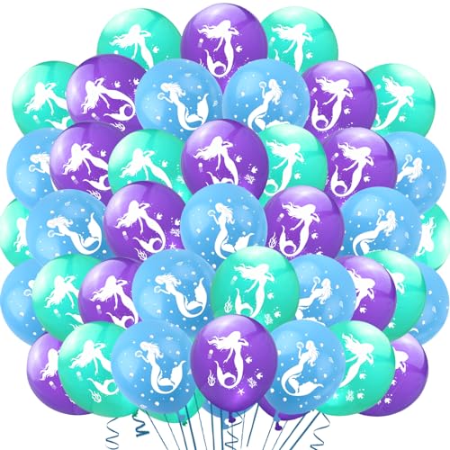 42 Stück Gemischte Farben Meerjungfr Ballon Set, Meerjungfr Luftballon, Meerjungfr Latex Ballon, Meerjungfr Geburtstags Dekoration, Luftballons mit Meerjungfr Motiv, Geeignet für Mädchen von miakttc