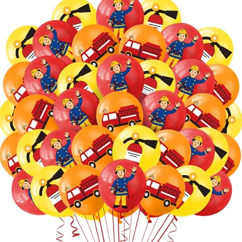 Feuerwehr Luftballons,42 Pcs Feuerwehr Gemischte Farben Luftballons Set, Feuerwehr Latex Ballon, Feuerwehr Geburtstags Ballons, Feuerwehr Party Geburtstag, Geeignet Kinderpartys, Themenpartys von miakttc