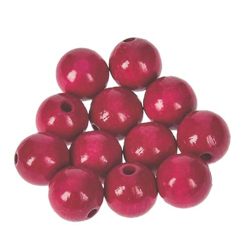 Holzperlen Ø 14 mm · 90 Stück · Bohrung 3,0 mm · pink von miamiXa