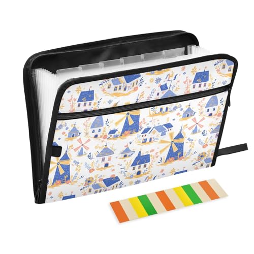 Papier-Organizer, 13 Taschen, A4, Briefgröße mit Reißverschluss, für Bürobedarf, Windmühle, pfirsichblau, Para Guardar von miaozhen