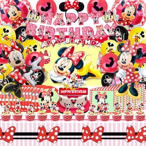 81 Pcs Minni Geburtstag Deko, Minni Deko Geburtstag, Minni Luftballon, Minni Party Set, Minni Deko Kuchen, Minni Geburtstag Tischdecke, Minni Partygeschirr, Minni Cake Decoration, Minni Pappteller Set von miazcww