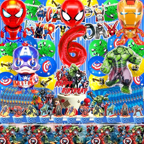 82 Pcs Superhelden Geburtstag 6, Superhelden Party Deko 6, Superhelden Luftballons 6 Jahre, Superhelden Geburtstag Geschirr, Superhelden Kindergeburtstag, Superhelden Ballons, Superhelden Pappteller von miazcww