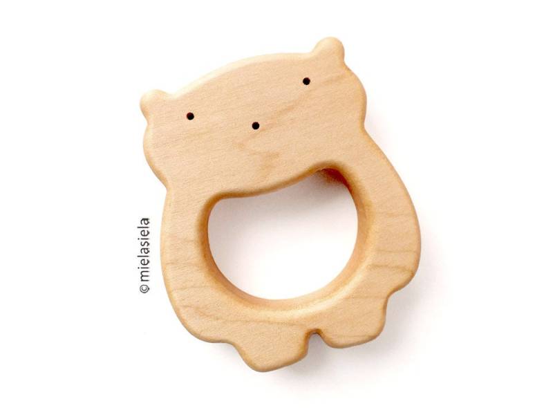 Bio Holz Baby Beißring - Natürlicher Teddybär Neues Geschenk von mielasiela