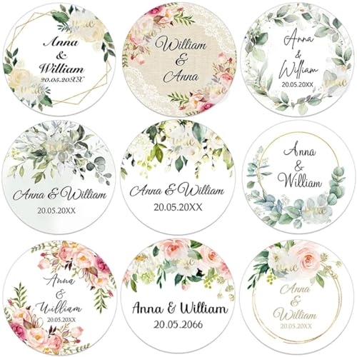 100 Stück Personalisierte Runde Hochzeitsaufkleber, Individuelles Textetikett, Dankeschön, Brautgeschenke, Partyaufkleber, Gastgeschenke, Hochzeitsdekoration, Datumsaufkleber Brautparty von miguha