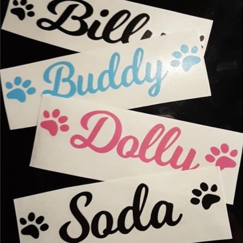 4pcs Schöne Personalisierte Vinyl-Namensaufkleber, Personalisierte Napfaufkleber Mit Hundenamen, Personalisierte Leckerli-Glasaufkleber For Hunde, Glasetikett, Personalisiertes Geschenk For Hund von miguha