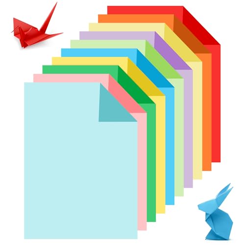 200 Blatt farbiges Papier, 21,6 x 27,9 cm, Druckerpapier, Kopierpapier (10 Farben), doppelseitig, farbiges Origami-Papier, Pastellpapier, handgefertigter Karton für Kinder, DIY, Kunst, Handwerk, von miikoul