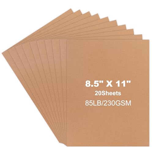 miikoul Kartonpapier, 21,6 x 27,9 cm, 230 g/m², schwerer Karton für Drucker, Handwerk, DIY-Karten (braun, 21,6 x 27,9 cm, 20 Blatt) von miikoul