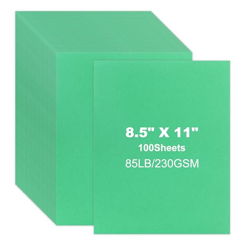 miikoul Kartonpapier, 21,6 x 27,9 cm, 230 g/m², schwerer Karton für Drucker, Handwerk, DIY-Karten (grün, 21,6 x 27,9 cm, 100 Blatt) von miikoul