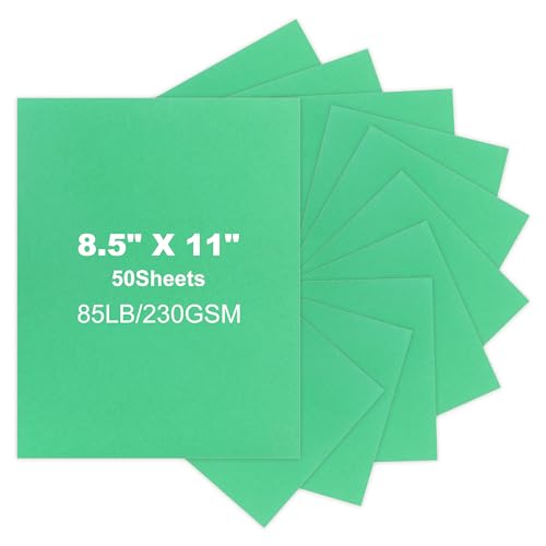 miikoul Kartonpapier, 21,6 x 27,9 cm, 230 g/m², schwerer Karton für Drucker, Handwerk, DIY-Karten (grün, 21,6 x 27,9 cm, 50 Blatt) von miikoul
