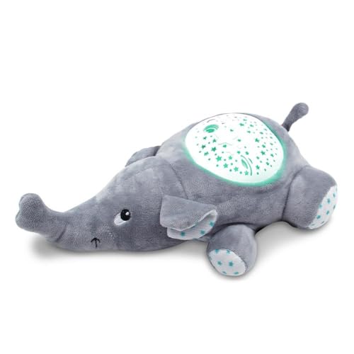 MikaMax Stars Elephant – LED Sternenhimmel, Baby Nachtlicht mit Musik, Plüsch Elefant (30 cm), Sternenprojektor, Einstellbar – Leuchtendes Kawaii Plüschtier, Babyshower Geschenk von mikamax