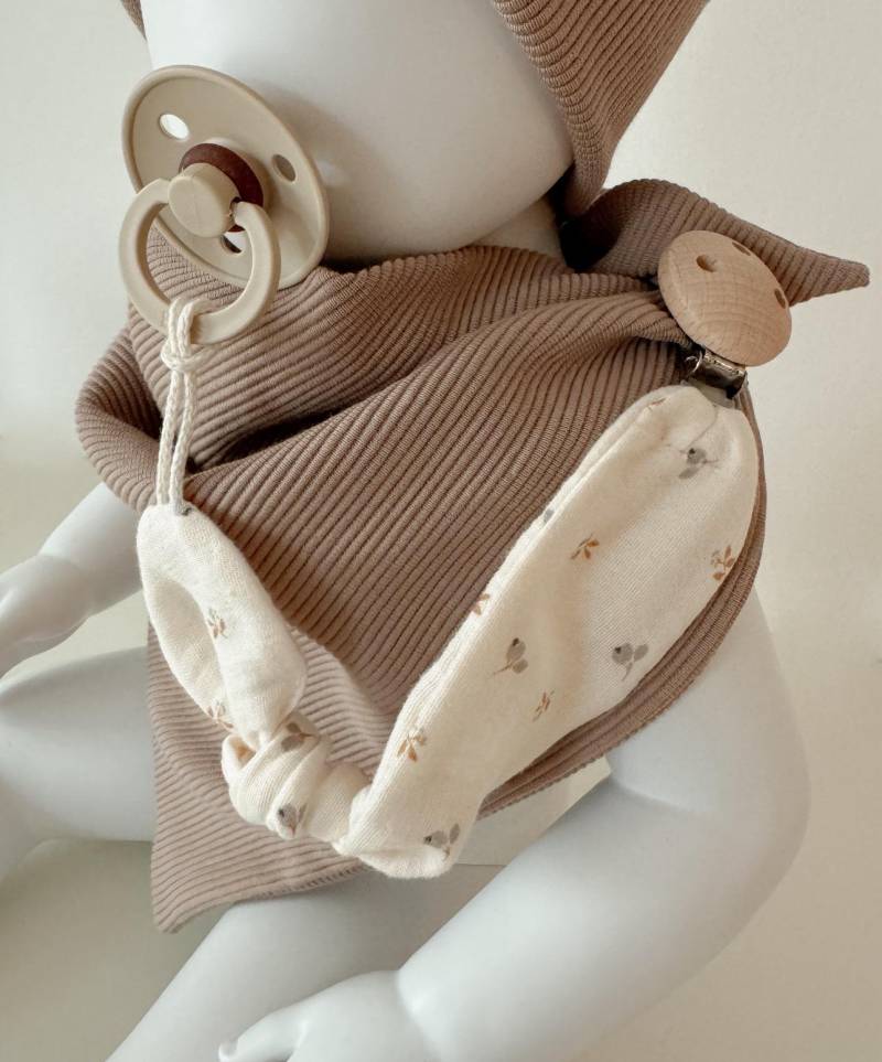 Musselin | Schnullerkette Ecru Beige Blossom Schnullerband Baby Accessoires Geburt Geschenk Zur Naturtöne von mimasherzwerk