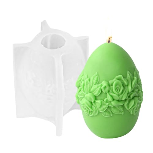 Silikonform Osterei, Ostern Silikonform 3D Ostereier Silikonform, Ostern Ei Kerzenform Mit 3D Florale Figuren Silikonform Ostern, Kerzen Selber Machen Set 3D Kerzenform Silikon Kerzen Kit von mimika