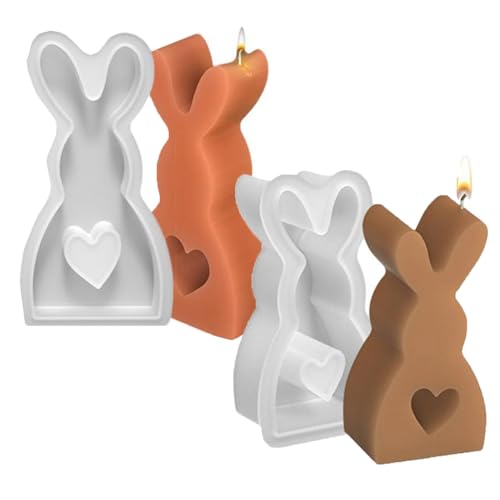 mingchengheng Ostern Kaninchen Silikonformen Gießformen, 2 Stück Silikonform Ostern, Ostern Hase Backform, Kerzenform Silikon Für Seife, Ke, Schokoladenkuchen,13 x 7 cm von mingchengheng