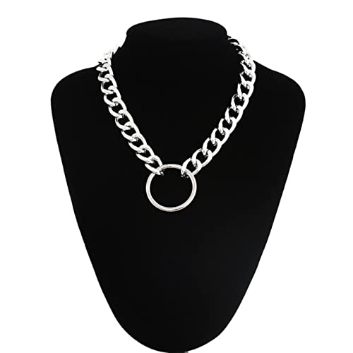 mingxinshangdian Trendige Gliederkette Halsketten für Damen und Herren, grob, dicker Choker-Schmuck am Hals, modische weibliche Grung-Accessoires, silber von mingxinshangdian