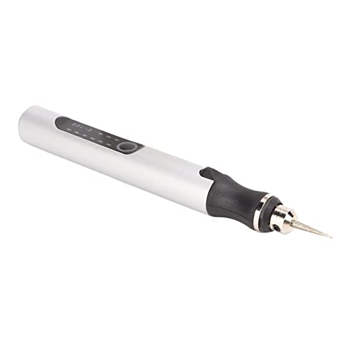 Akku-Gravierer, Typ C, aufladbar, Schnellladung, elektrischer Gravierstift, automatische Stromausfall-Anzeigeleuchten zum Schleifen(Silber) von minifinker