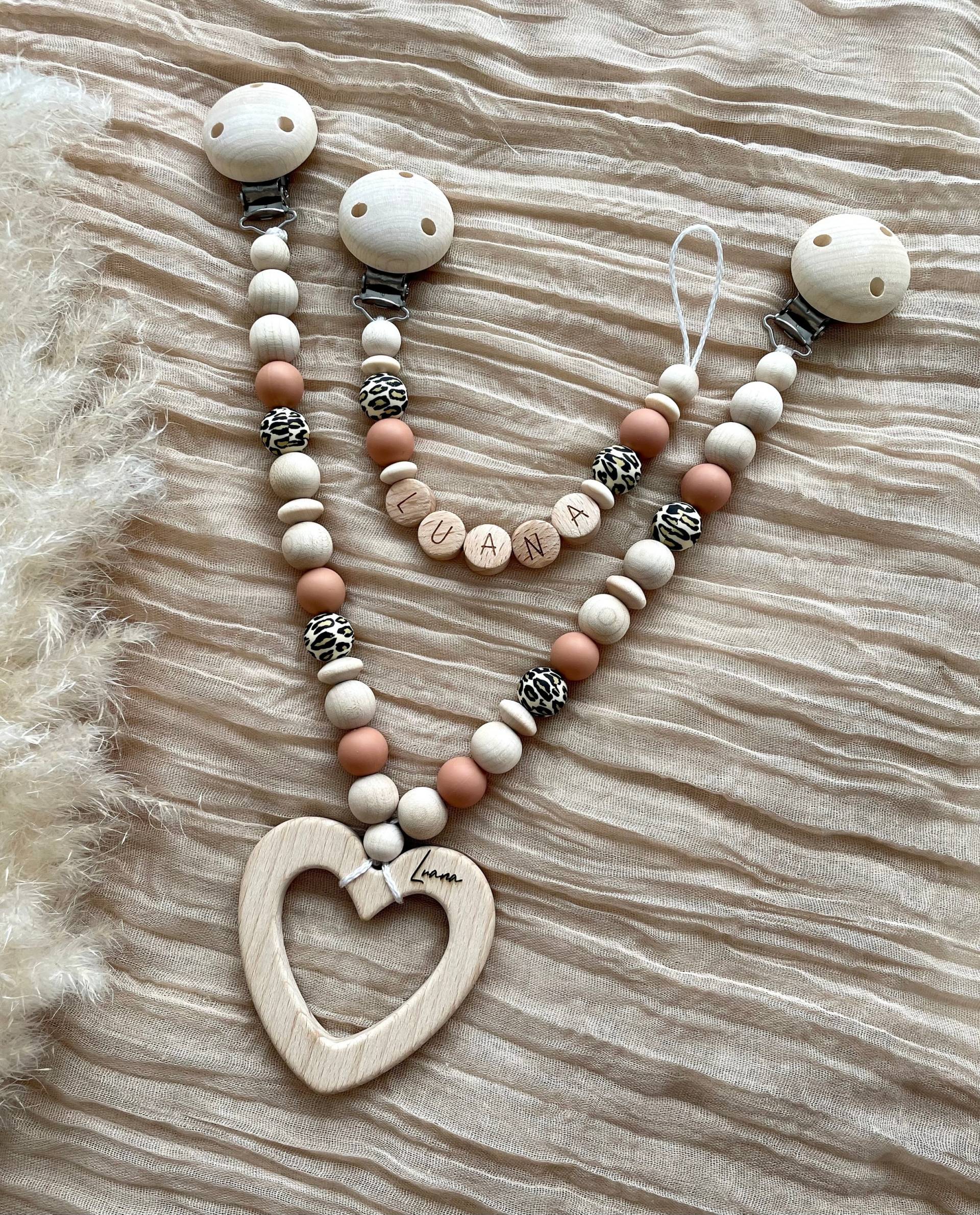 Kinderwagenkette Schnullerkette Mit Name Gravur Personalisiert Mädchen Junge Holz Leo Silikon Geschenk Baby Geburt Taufe Nuckikette von minimeliebe