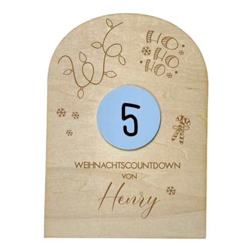 minimutz Weihnachtscountdown Holz - Personalisiert mit Name - Countdown Tageszähler Christmas Kinder - zum selbst Beschriften von minimutz