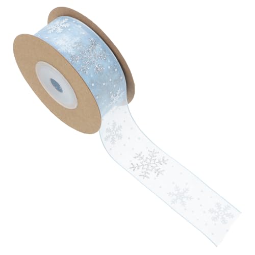 minkissy 1 Rolle Schneeflocken-Verpackungsmullband Winterbänder Wickelband DIY liefert Winterurlaubsband Schneeband Band für Blumenstrauß Schleife Party-Verpackungsband Chiffon Sky-blue von minkissy