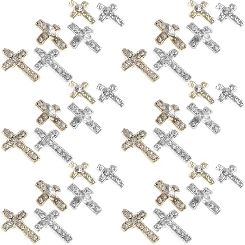 minkissy 1 Satz Cross-nagellack Reize Charms Nägel Edelsteine Strass-nagelanhänger Kreuz Nagel Charme Nagelanhänger Strass Nagelkunst-anhänger Kreuz Nagel Charms Strasssteine 60st von minkissy