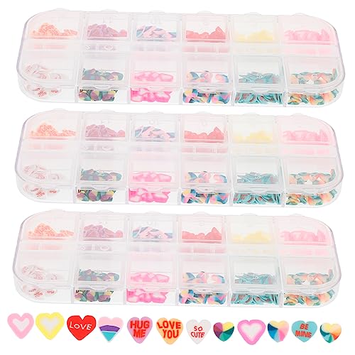 minkissy 1 Satz Love Nail Art Schmuck Glitzer Charms Valentinstag Herz Strass Edelsteine ​​ Buchstaben Dekoration Chrom Kit Frauen Aufkleber Hochzeitsdeko Weiche Keramik 3 Boxen von minkissy