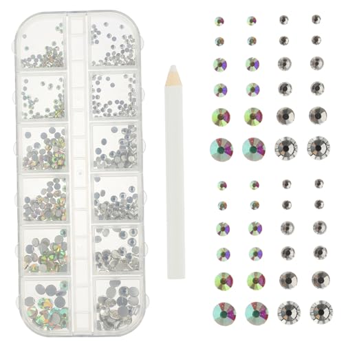 minkissy 1 Satz Nagelbohrer Klaue klare runde Aufkleber Multisize Strasskleber für Nägel Bausatz strasssteine für nägel nail decoration Bastele Edelsteine Augen-Make-up-Strasssteine Glas von minkissy