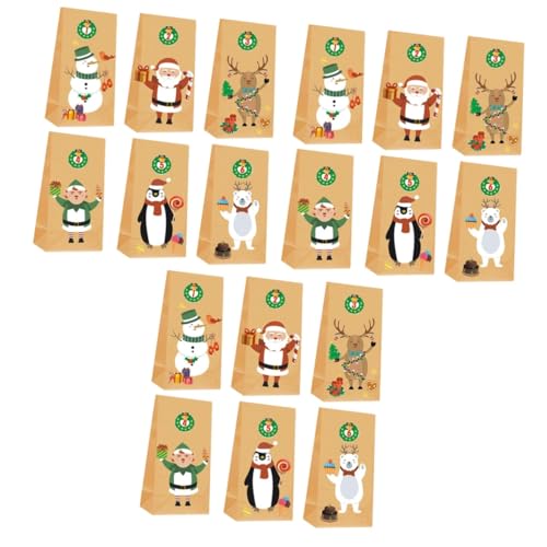 minkissy 18 Stück DIY Weihnachts Süßigkeitstüten Papiertüten Papierverpackungsbeutel DIY Aufbewahrungsbeutel Lebensmittellieferungsbeutel Weihnachtsgeschenktüten DIY Beutel von minkissy