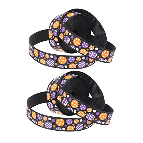 minkissy 2 Rollen Halloween-band Halloween-girlande Punktbänder Bulk-band Bogenband Schleifenband Selber Machen Halloween-kranz Große Geschenkboxen Geschenkbänder Netzband Polyester Black von minkissy