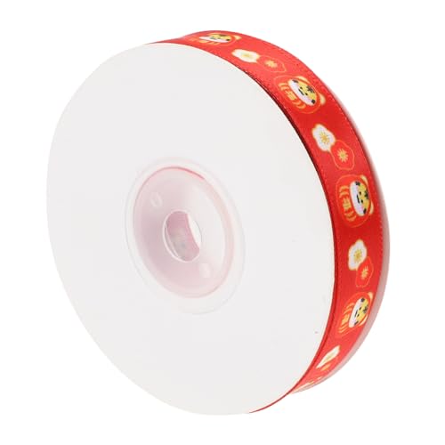 minkissy 2 Rollen Jahr des Tiger-Geschenkbandes seidenband ribbon geschenkpakete ripsband geschenkeidee rotes Band Punkt strahlend Glücklich Geschenkverpackungsband Wickelband Polyester von minkissy