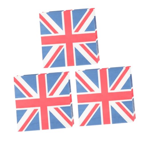 minkissy 2 Stück 3 Union Jack-Gewebe England-Flagge-Serviette Union Jack-Seidenpapier Partei dekorative Serviette Union Jack-Design-Serviette Ammer Partyserviette geschmeidige Serviette von minkissy