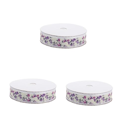 minkissy 3 Rollen Spitzen Band Bandspitze Diy Manuelles Farbband Blumenbanddekoration Band Mit Blumen Zubehör Für Spitzenbänder Band Für Blumensträuße Kuchenband Violett Polyester von minkissy