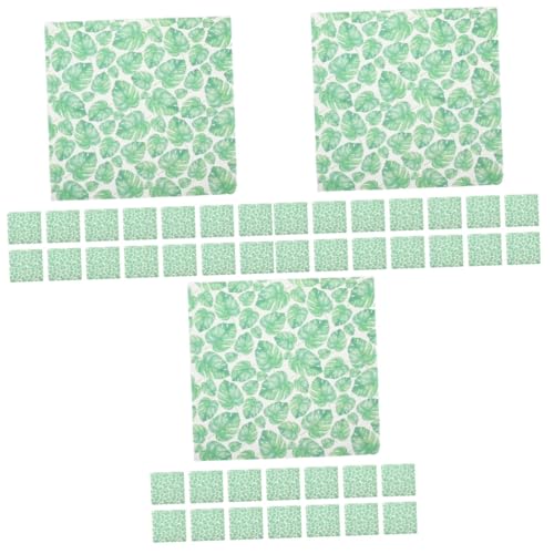 minkissy 3 Stück 5 grünes Gewebe Grüne Bananenblatt Servietten Tragbare Papiertaschentücher Grad Serviette tropische Blattservietten dekoratives Seidenpapier Party-Servietten-Dekore Green von minkissy