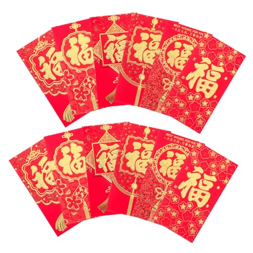 minkissy 36St Chinesischer roter Umschlag mit Segenszeichen Chinesische rote Umschläge Traditionelle rote Umschläge geschenkverpackung traditionelle rote Tasche Rote Geldtasche Papier von minkissy