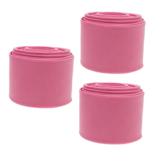 minkissy 3st Bogenband Solides Band Mit Drahtkante Schleifen-partydekorationen Bänder Für Haare Dekoratives Stoffband Scrapbooking-band Weihnachtsband Bänder Nähen Wickelband Eisen Rosa von minkissy