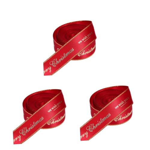 minkissy 3st Weihnachtsband Party-verpackungsband Feiertagsbänder Verpackungsband Für Elegante Bänder Haarklammerband Kopfschmuckband Selber Machen Wickelband Polyester Rot von minkissy