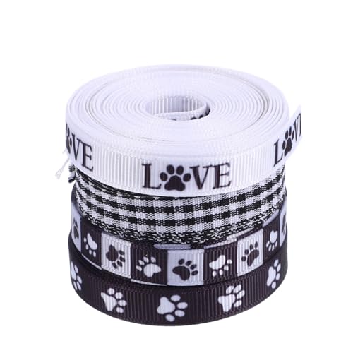 minkissy 4 Rollen Hundepfotenabdruckband Geschenkband Für Die Tierpflege Schwarz Weißes Liebesdruckband Für Partys Mit Tiermotiven Dekoration Feiertags DIY Zubehör von minkissy