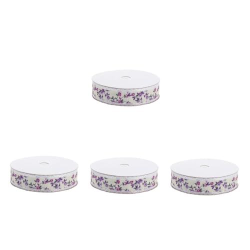 minkissy 4 Rollen Spitzen band Blumenschleifenband Kuchenschachteldekoration Dekorative Bögen geschenkverpackung Spitzenkuchen-Verpackungsband kleines Verpackungsband Polyester Violett von minkissy