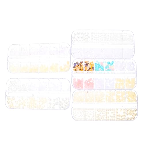 minkissy 5 Boxen Perle Nail Art Decals Nail Charms Nägel Ornamente Maniküre Werkzeuge Mischtyp von minkissy