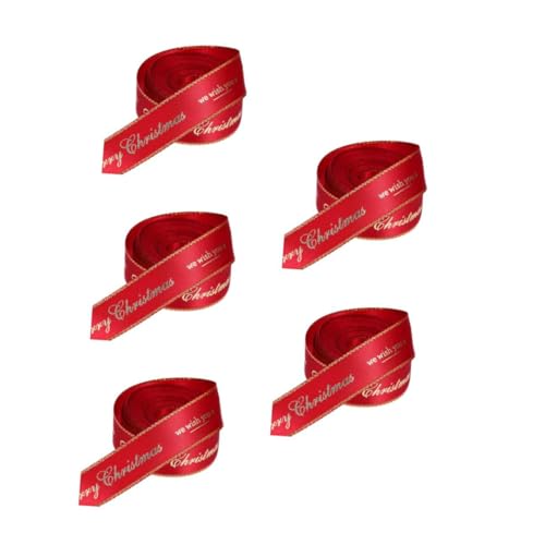 minkissy 5st Weihnachtsband Elegante Bänder Blumenband Diy Liefert Party-verpackungsband Geschenkband Basteln Schönes Paketband Feiertagsband Feiertagsbänder Party-diy-band Rot Polyester von minkissy