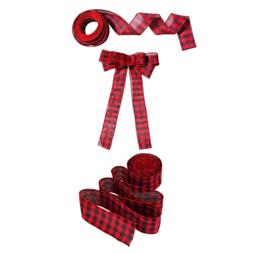minkissy 6 Stück Weihnachts Karoband Weihnachtsbänder Geschenkbänder Karierte Bänder Leinenbänder Verpackungsbänder von minkissy