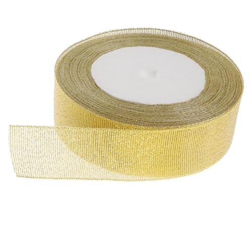 minkissy Glitzer band geburtstagsdekoration geschenkband geschenkverpackung hochzeitsdekoration geschenkschleife schillerndes Organzaband Zierband Goldschnur DIY-Bänder Polyester Golden von minkissy