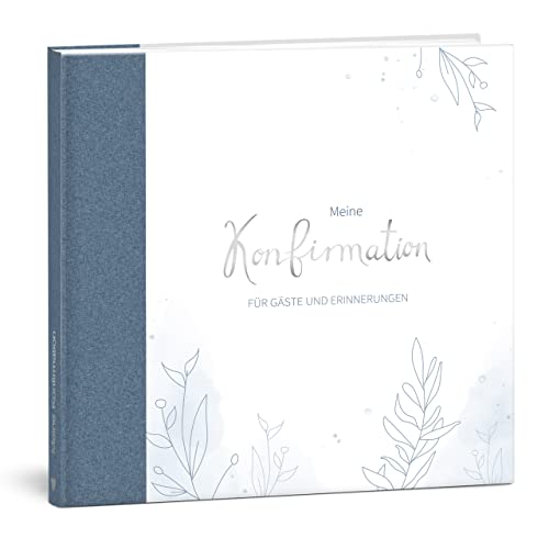 mintkind® Gästebuch "Meine Konfirmation" Blau | Konfirmation Geschenk zum Selbstgestalten | Gästebuch Konfirmation Junge und Mädchen | Passend zu Konfirmation Einladungskarten und Konfirmation Deko von mintkind