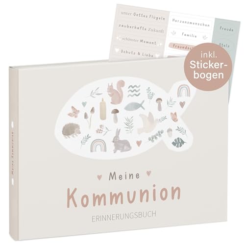 mintkind® Erinnerungsbuch "Meine Kommunion" Wald-Design | Kommunion Erinnerungsalbum | Geschenk zur Kommunion Mädchen & Junge | Kommunion Geschenk personalisiert | Fotoalbum zum Selbstgestalten von mintkind