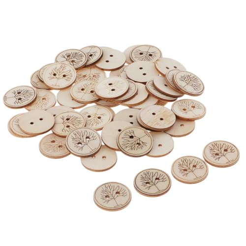 50 Stück bedruckte runde Holzknöpfe zum Nähen, 25 mm – Baummuster für DIY Handwerk, Kleidung und Scrapbooking 50 Stück bedruckte runde Holzknöpfe zum Nähen, 25 mm – Baummuster für DIY Handwerk, Kleidung und Scrapbooking von misppro