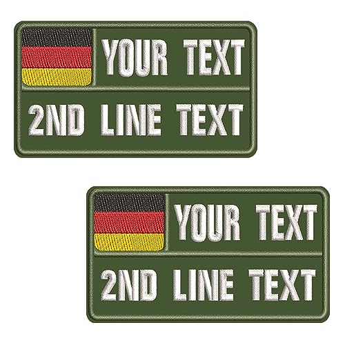 misscase Patch Deutschland name, Embroidery Name Patches, Personalisierte Gestickte Text Namensschild für Motorrad Biker Mehrere Kleidung Taschen Weste Abzeichen/Bügeleisen auf dem Rücken (2Line) von misscase